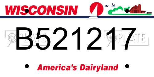 B521217 Wisconsin License Plate