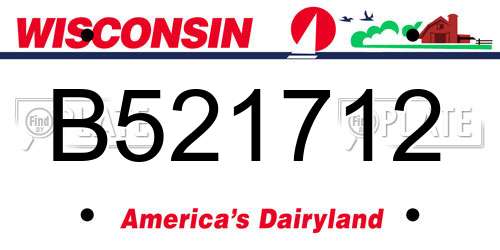 B521712 Wisconsin License Plate