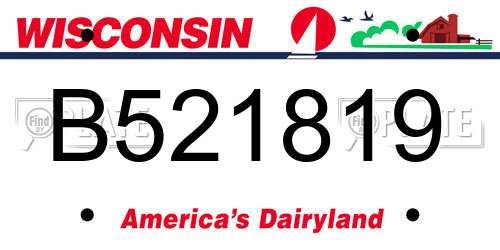 B521819 Wisconsin License Plate
