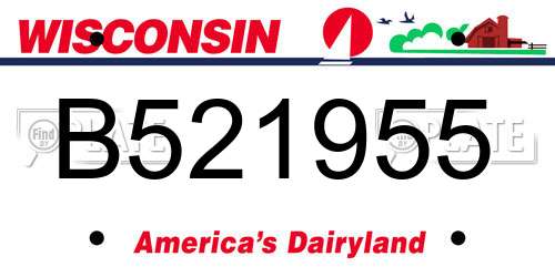 B521955 Wisconsin License Plate