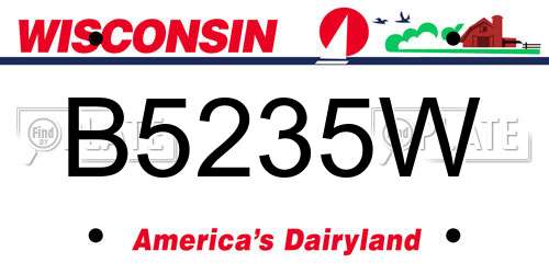 B5235W Wisconsin License Plate