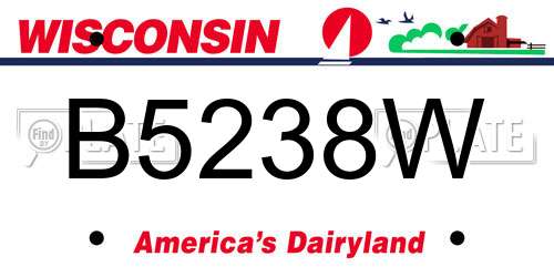 B5238W Wisconsin License Plate