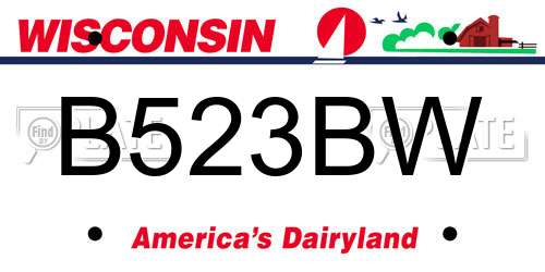 B523BW Wisconsin License Plate