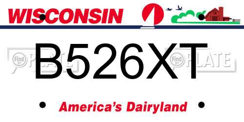 B526XT Wisconsin License Plate