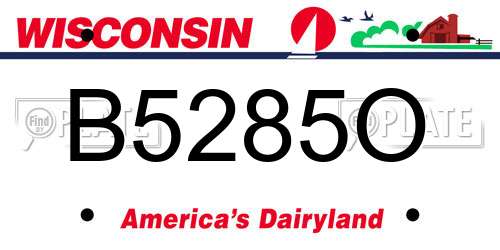 B5285O Wisconsin License Plate