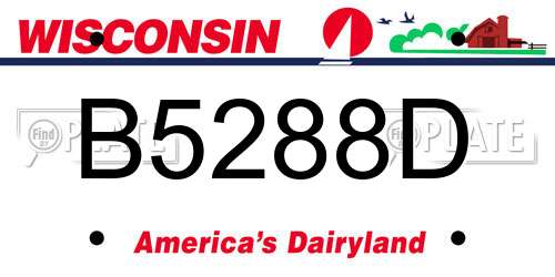 B5288D Wisconsin License Plate