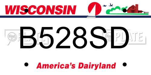 B528SD Wisconsin License Plate
