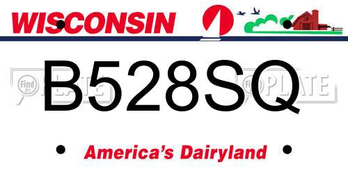 B528SQ Wisconsin License Plate