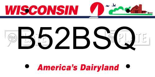 B52BSQ Wisconsin License Plate