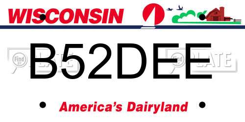 B52DEE Wisconsin License Plate