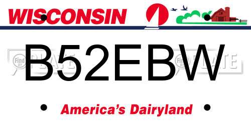 B52EBW Wisconsin License Plate