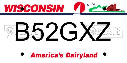 B52GXZ Wisconsin License Plate