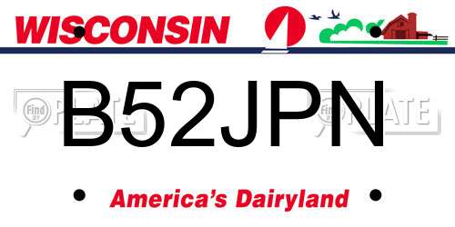B52JPN Wisconsin License Plate