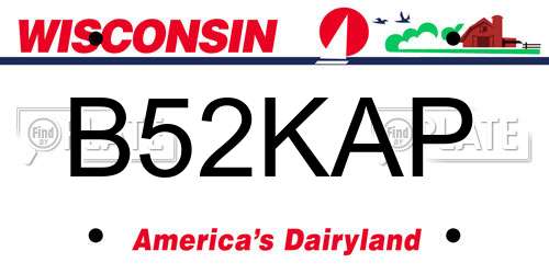 B52KAP Wisconsin License Plate