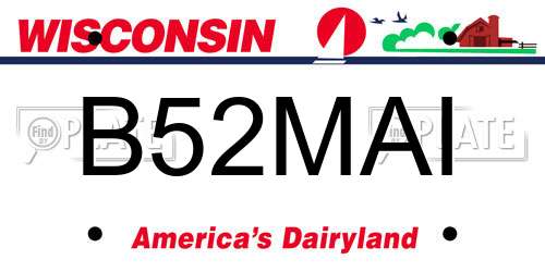 B52MAI Wisconsin License Plate