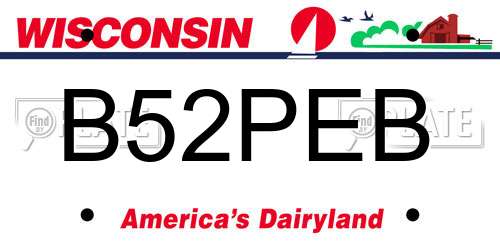 B52PEB Wisconsin License Plate