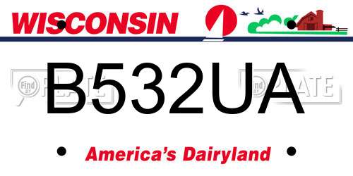 B532UA Wisconsin License Plate