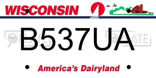 B537UA Wisconsin License Plate