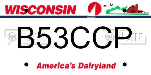 B53CCP Wisconsin License Plate
