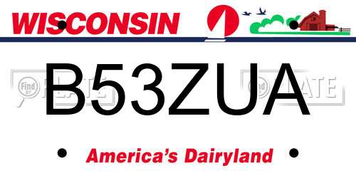 B53ZUA Wisconsin License Plate
