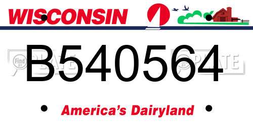 B540564 Wisconsin License Plate