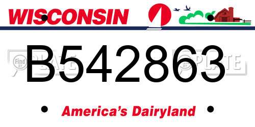 B542863 Wisconsin License Plate