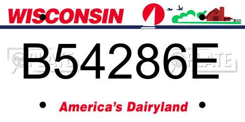 B54286E Wisconsin License Plate