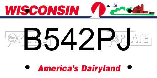 B542PJ Wisconsin License Plate