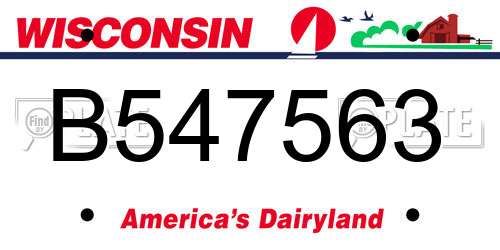 B547563 Wisconsin License Plate