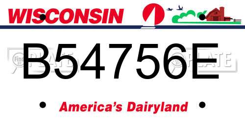 B54756E Wisconsin License Plate