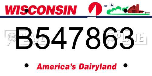 B547863 Wisconsin License Plate