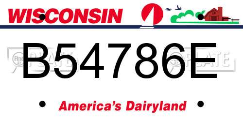 B54786E Wisconsin License Plate