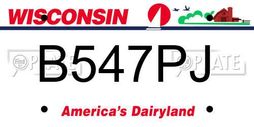 B547PJ Wisconsin License Plate