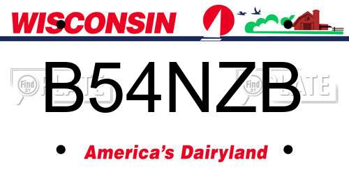 B54NZB Wisconsin License Plate