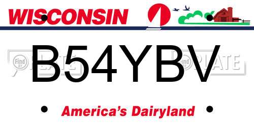 B54YBV Wisconsin License Plate