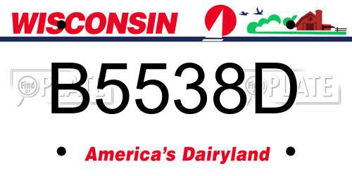 B5538D Wisconsin License Plate