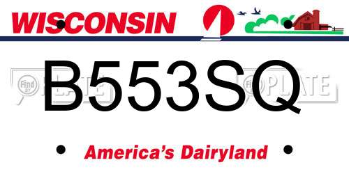 B553SQ Wisconsin License Plate