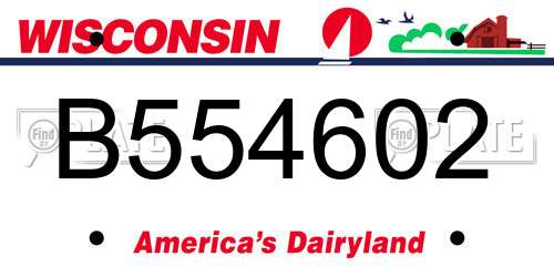 B554602 Wisconsin License Plate
