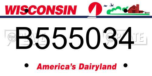 B555034 Wisconsin License Plate