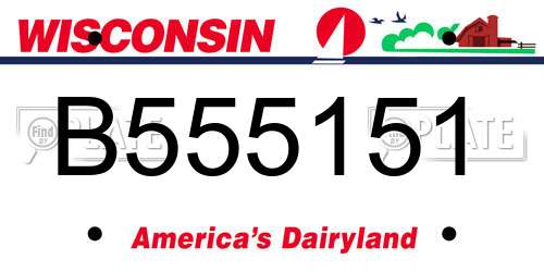 B555151 Wisconsin License Plate