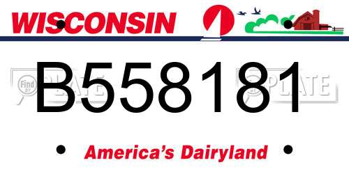 B558181 Wisconsin License Plate