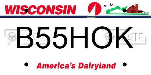 B55HOK Wisconsin License Plate