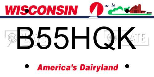 B55HQK Wisconsin License Plate