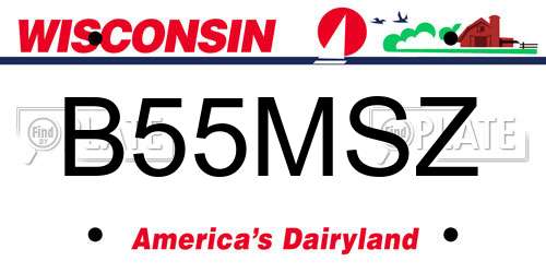 B55MSZ Wisconsin License Plate