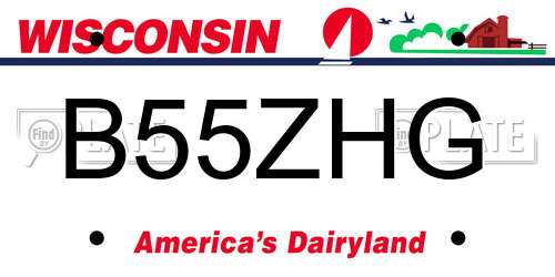 B55ZHG Wisconsin License Plate