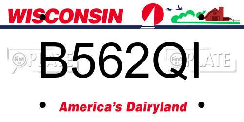 B562QI Wisconsin License Plate