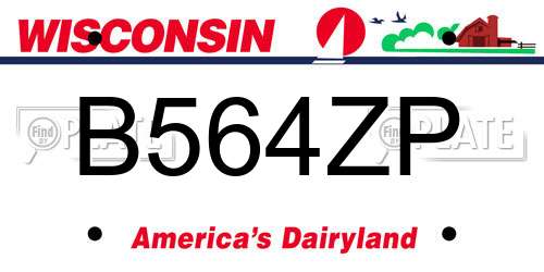 B564ZP Wisconsin License Plate