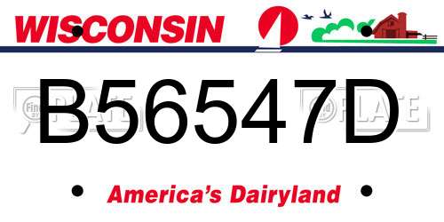 B56547D Wisconsin License Plate