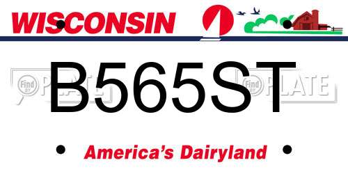 B565ST Wisconsin License Plate