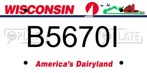 B5670I Wisconsin License Plate